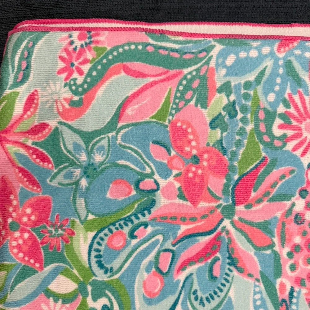 Lilly Pulitzer Beach Towel Bath Sheet Pink Blue Floral Paisley Microfiber Travel